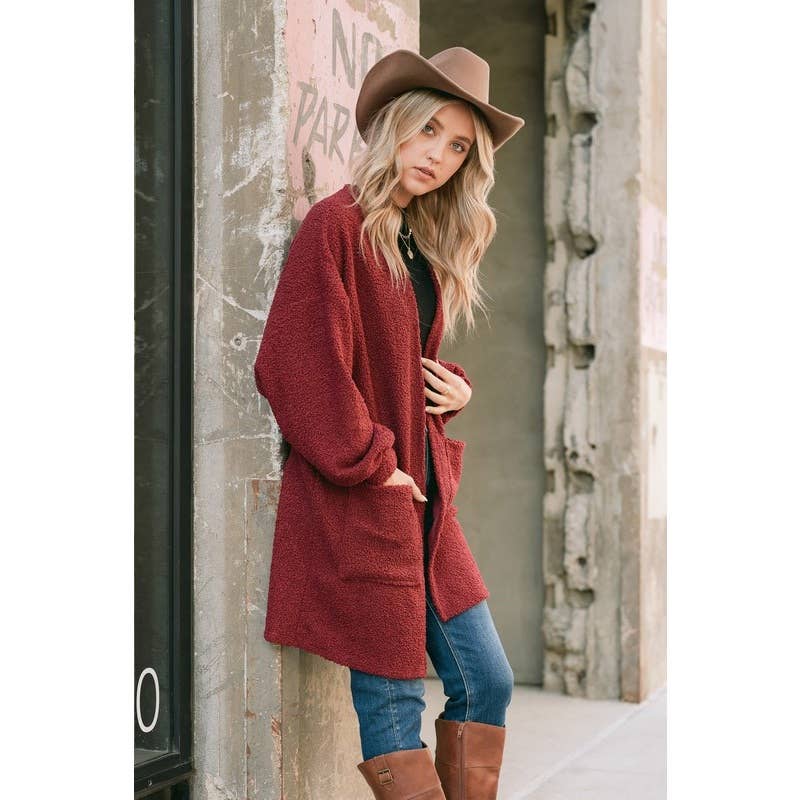 Sherpa teddy fleece oversize cardigan