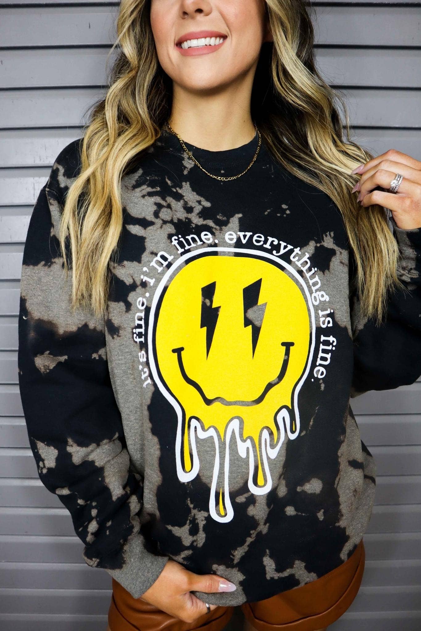Everything is Fine Bleached Sweatshirt
