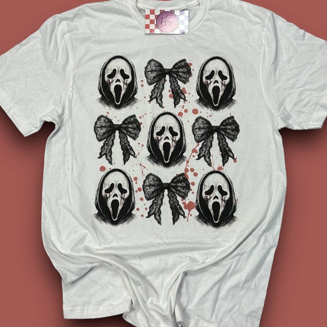 Scream Blood Splatter Bow Coquette Halloween T-Shirt