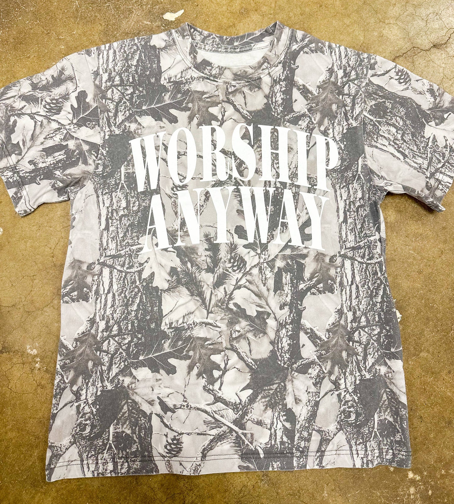 Worship Anyway | Grey Camo | Short Sleeve Tee