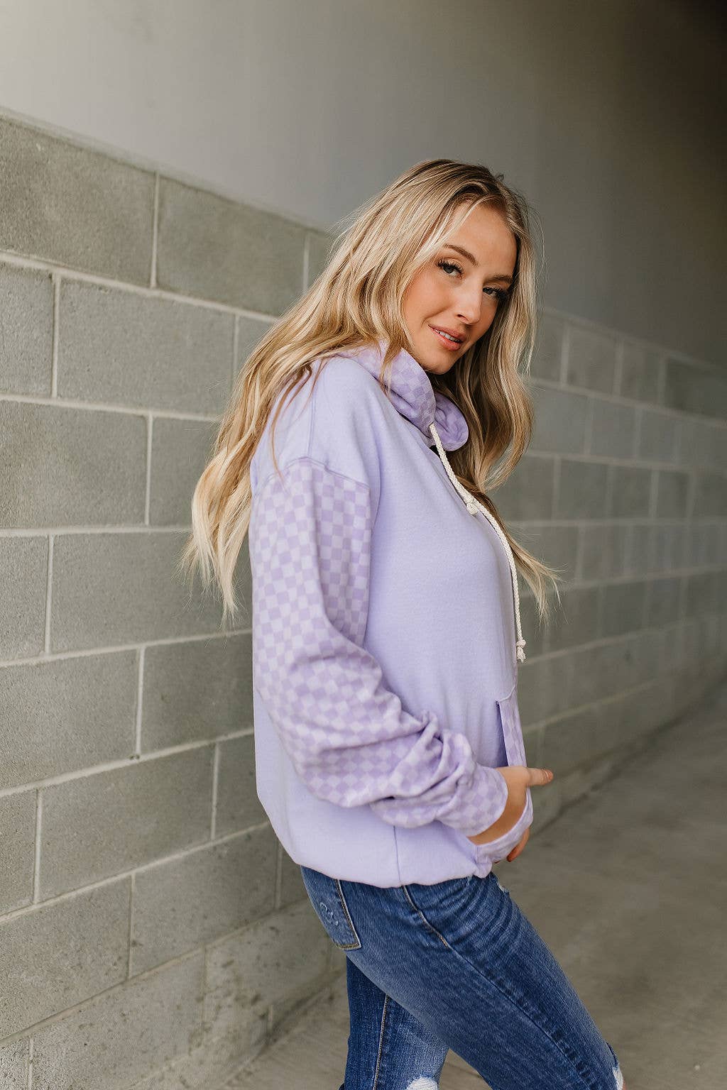 University Hoodie- Checked Out Purple