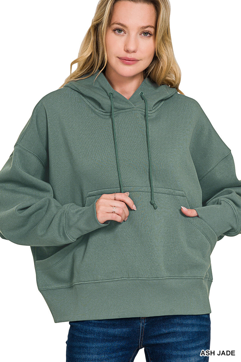 Oversized fleece kangaroo pocket hoodie