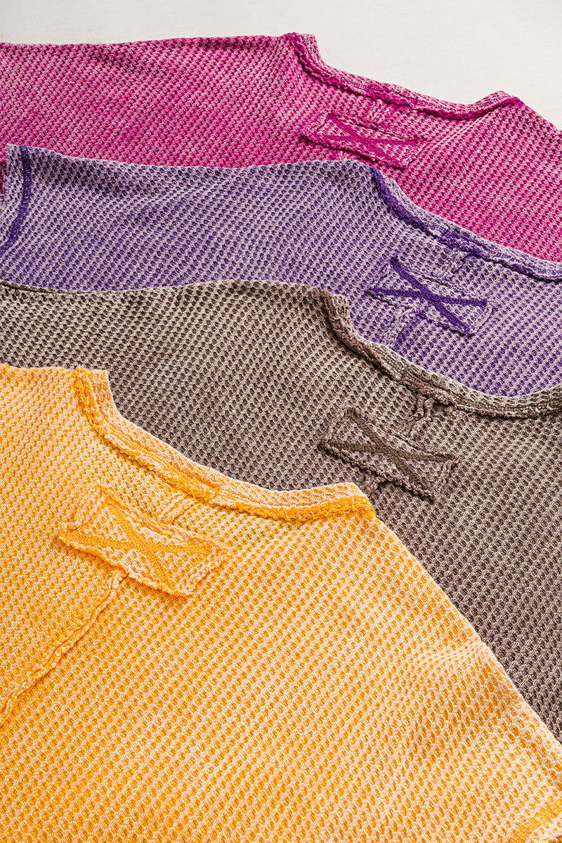 Baby Waffle Short Sleeve Top- Washed