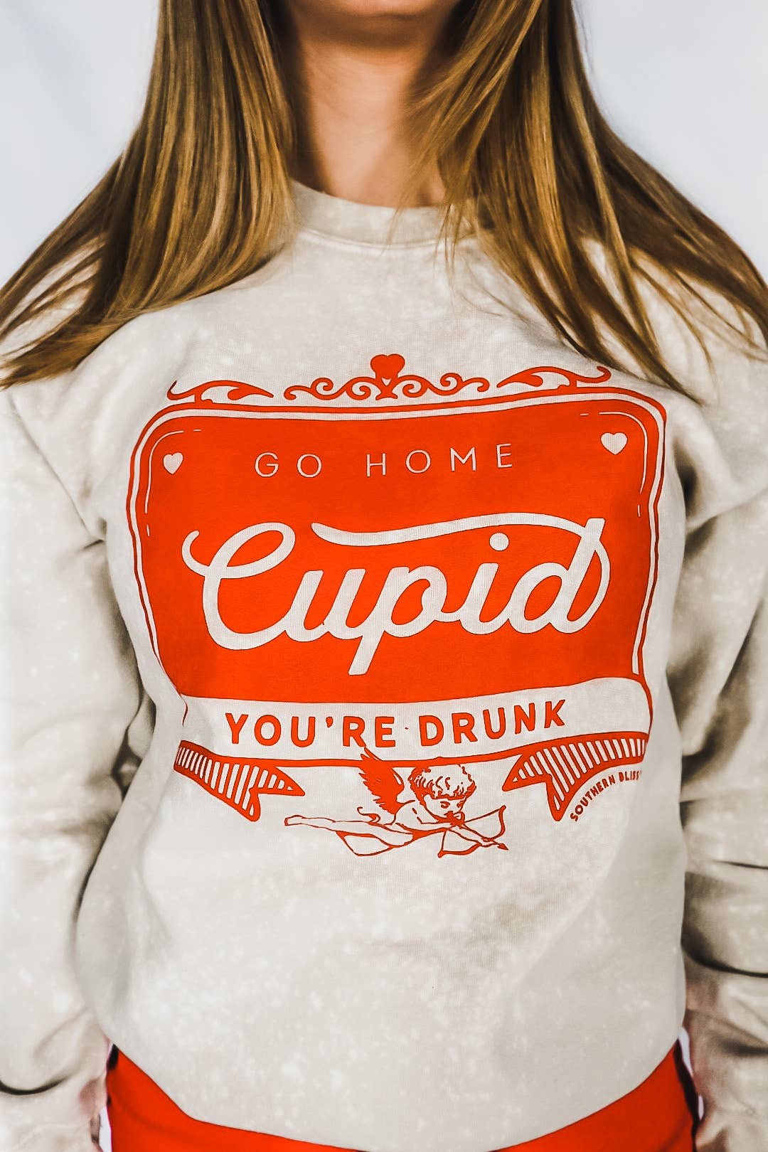 Go Home Cupid Tan Bleached Sweatshirt