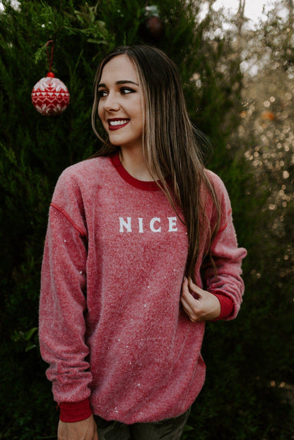 Naughty/Nice Reversible Red Bomba Sweatshirt