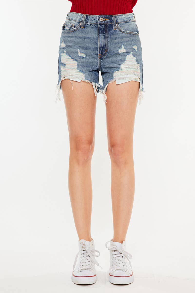 Rainbow Thread Denim Shorts- KanKan