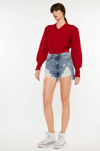 Rainbow Thread Denim Shorts- KanKan