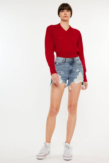 Rainbow Thread Denim Shorts- KanKan