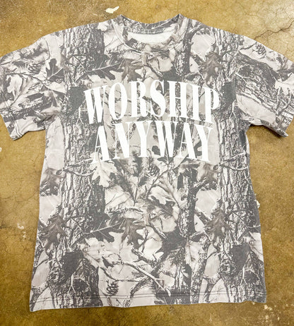 Worship Anyway | Grey Camo |  Short Sleeve Tee