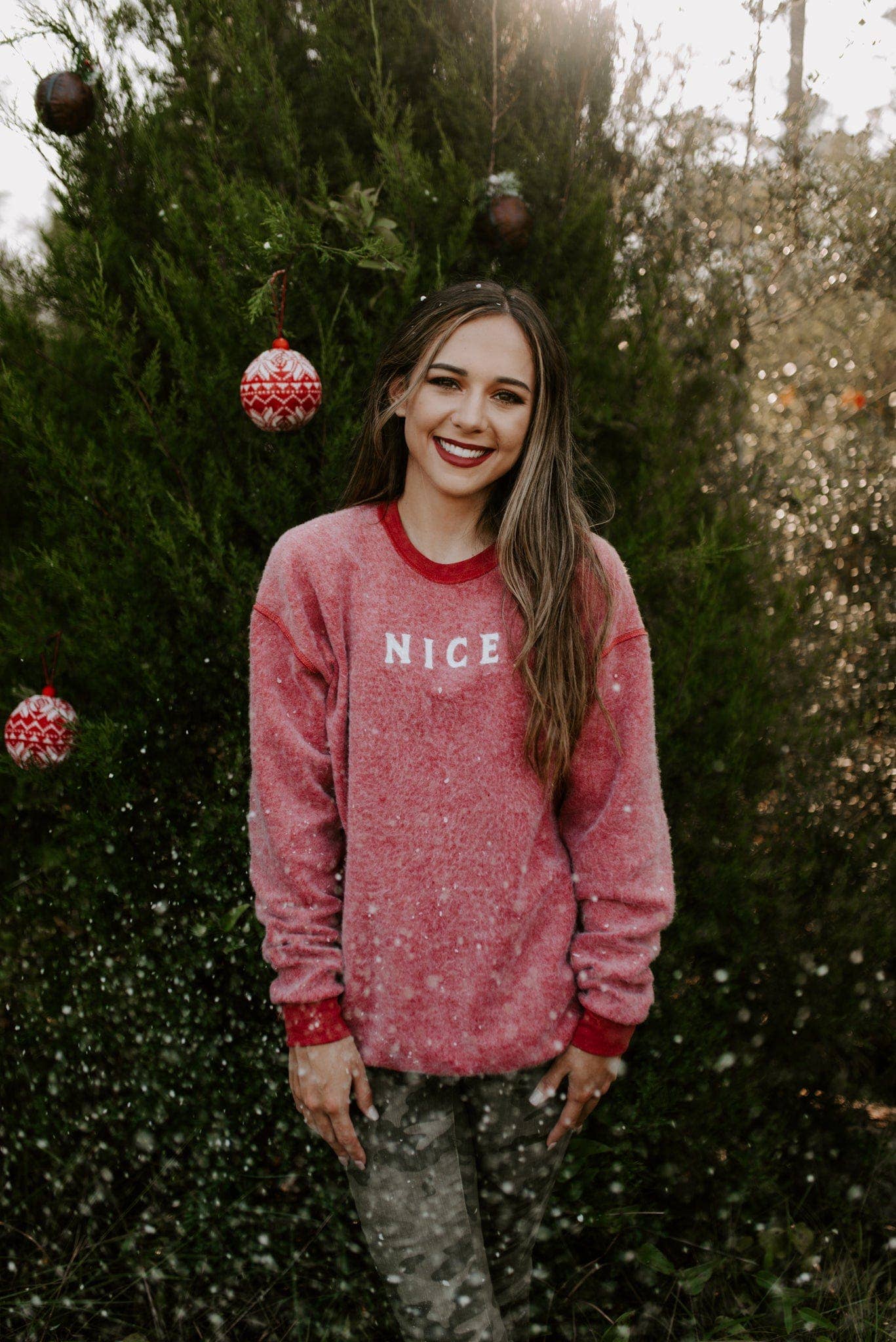 Naughty/Nice Reversible Red Bomba Sweatshirt