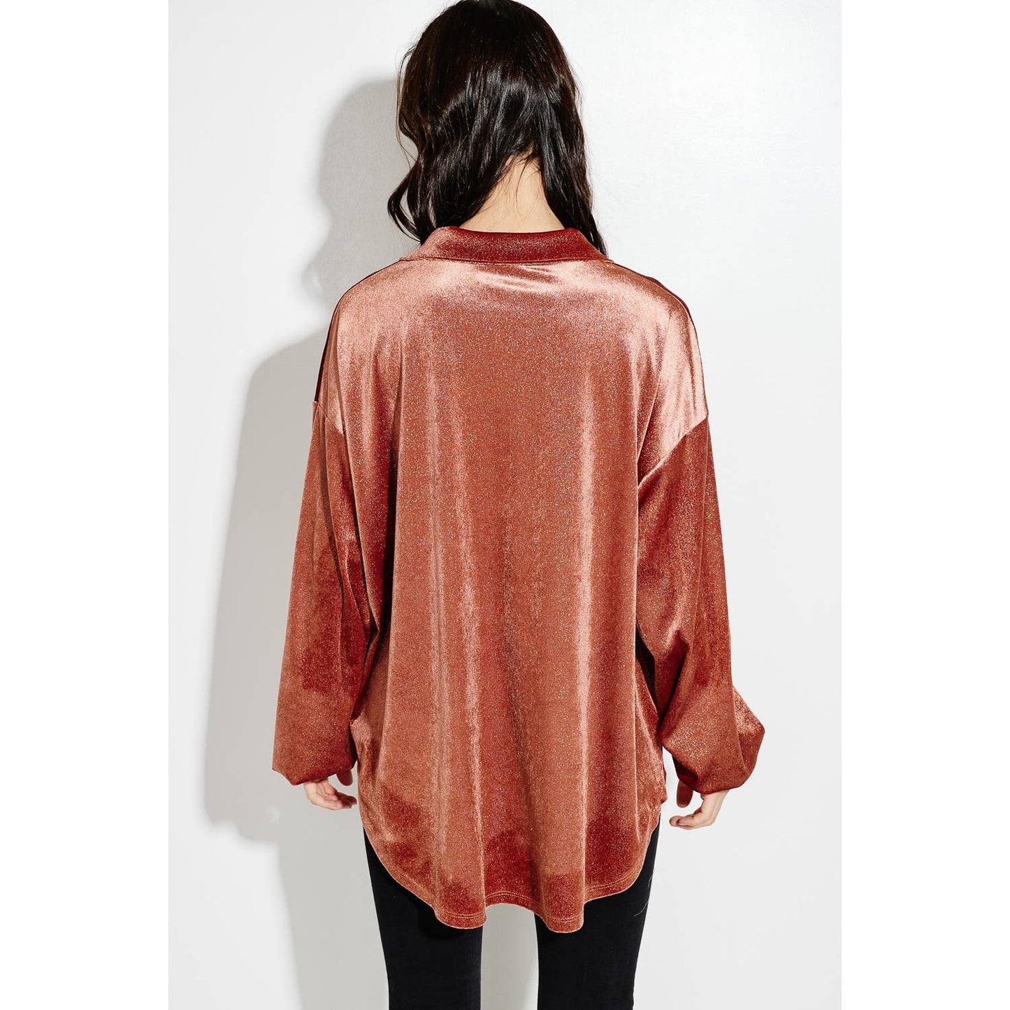 Velvet Button up Bishop sleeve Shirt Jacket coat