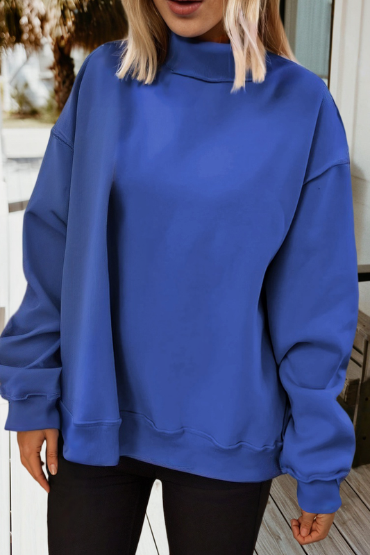 Solid Oversize Reversible Mock Neck Sweatshirt