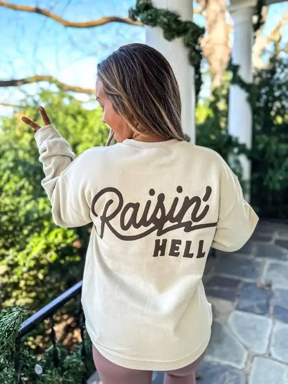 Raisin' Hell Sand Puff Graphic Crewneck