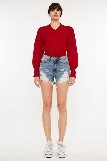 Rainbow Thread Denim Shorts- KanKan