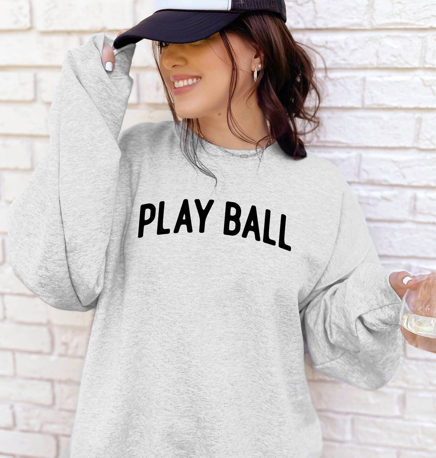 Play Ball Baseball Crewneck Sweatshirt, Baseball Mom