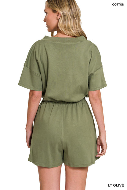 Dream On Romper- V Neck with Pockets