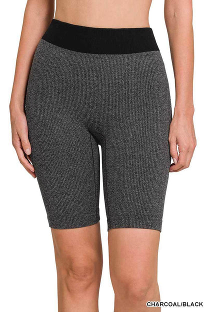 Daisy Biker Shorts- Ribbed Seamless