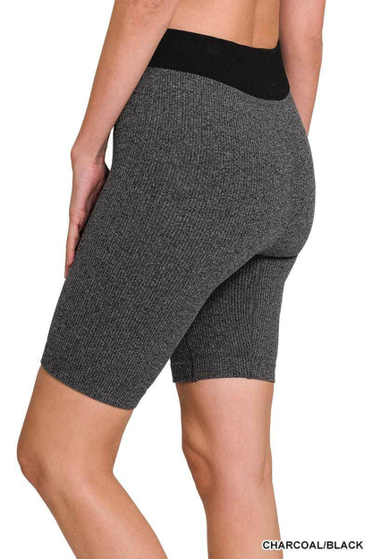 Daisy Biker Shorts- Ribbed Seamless