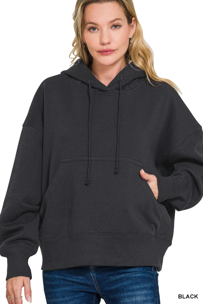Oversized fleece kangaroo pocket hoodie