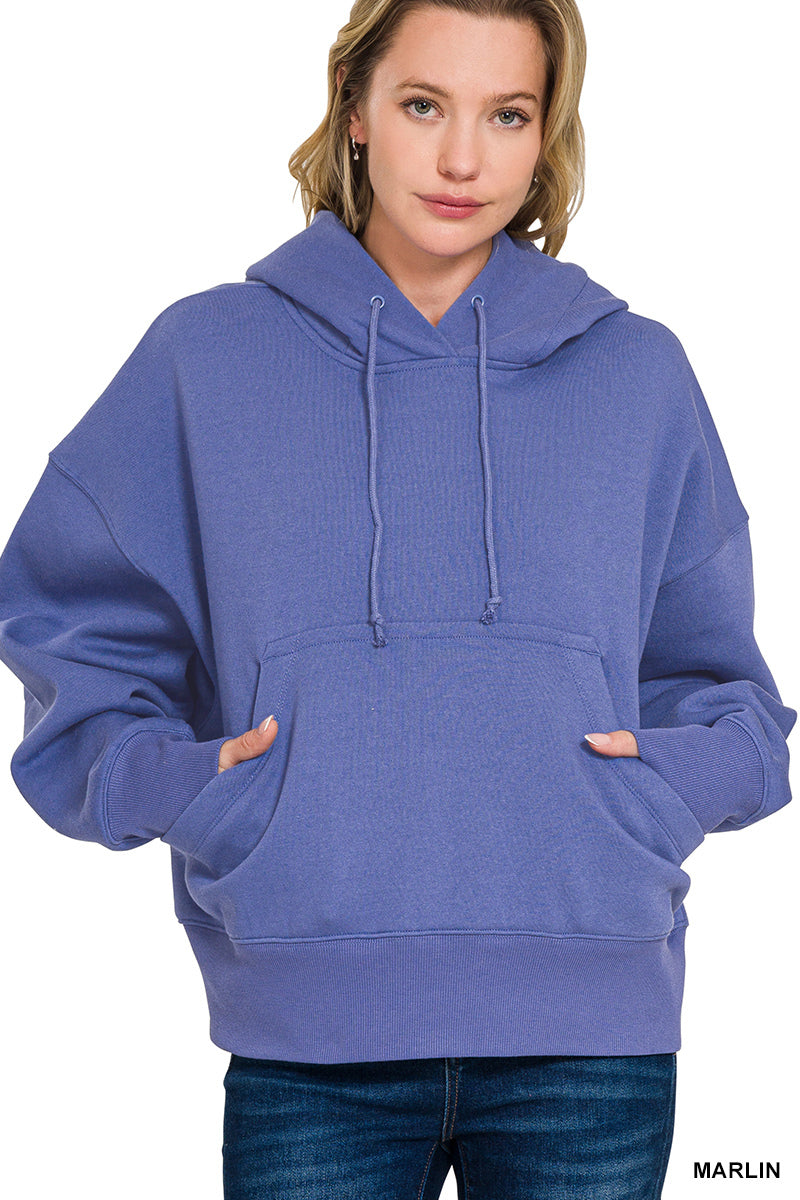Oversized fleece kangaroo pocket hoodie