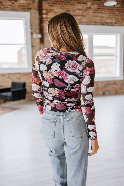 Arana Mesh Floral Print Top