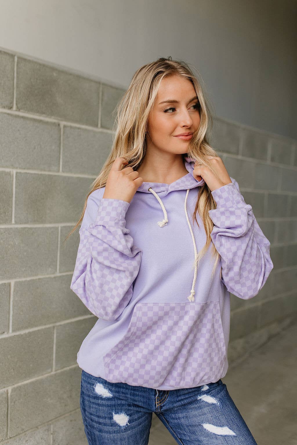 University Hoodie- Checked Out Purple