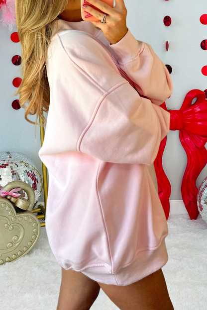 Sweetheart Patchwork Mock neck Oversize Sweatshirt