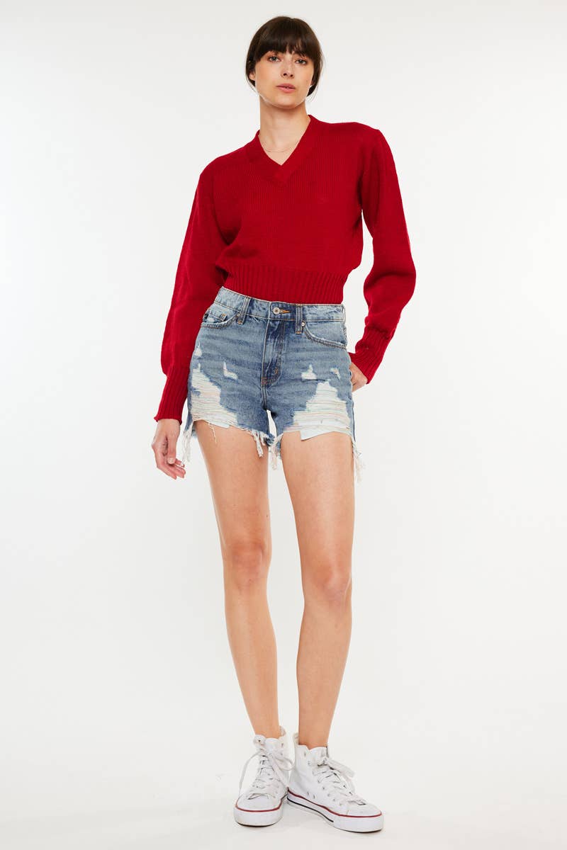 Rainbow Thread Denim Shorts- KanKan