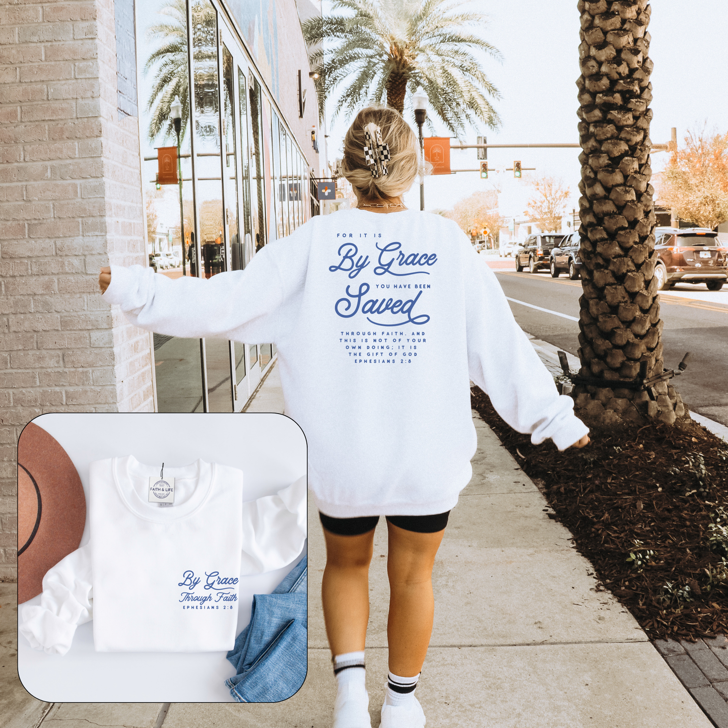 By Grace Through Faith Cozy Crewneck Sweatshirt