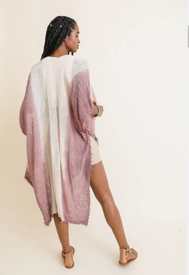 Frayed Cotton Bohemian Ombre Kimono