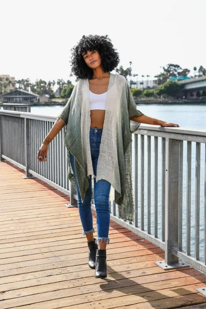 Frayed Cotton Bohemian Ombre Kimono