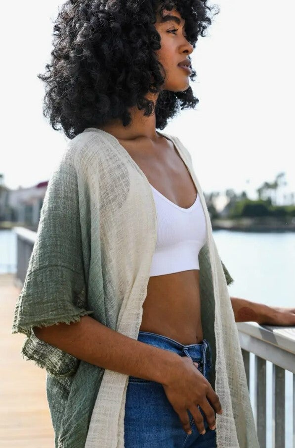 Frayed Cotton Bohemian Ombre Kimono