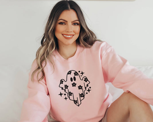 Ghost Sweatshirt- Light Pink Retro